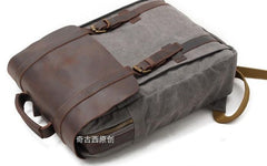 Cool Canvas Leather Mens Laptop Backpack Canvas Travel Backpack Canvas School Backpack for Men