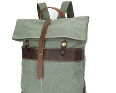 Cool Waxed Canvas Leather Mens Backpack Canvas Travel Backpack Canvas School Backpack for Men