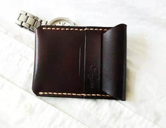 Mens Coffee Leather Slim Front Pocket Wallets Leather Cards Wallet for Men