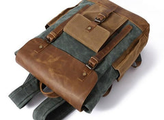 Waxed Canvas Mens Travel Backpack Canvas Backpacks Canvas School Backpack for Men