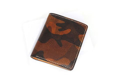 Cool Leather Mens Camouflage Small Wallet Front Pocket Wallet Slim Wallet for Men