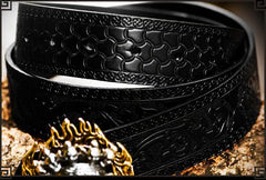 Handmade Genuine Leather Mens Belt Black Cool Leather Men Black Belt for Men