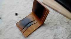 Black Leather Mens Bifold Small Wallet Leather Small Wallets for Men
