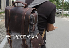 Mens Canvas Leather Backpack Canvas Hiking Backpack Canvas Travel Backpack for Men