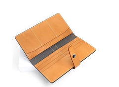 Cool Handmade Mens Leather Bifold Long Wallet Envelope Long Bifold Wallet for Men