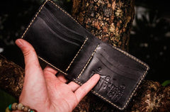 Handmade Leather Tibetan Tooled Mens billfold Wallet Cool Leather Wallet Slim Wallet for Men