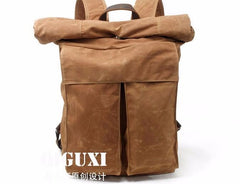 Badass Waxed Canvas Mens Travel Backpack Canvas Hiking Backpack Laptop Backpack for Men