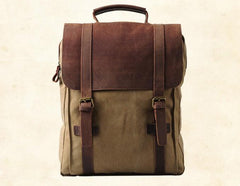 Cool Mens Canvas Leather Travel Backpack Canvas Backpack Canvas School Bag for Men