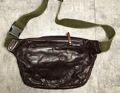 Leather Men Fanny Pack Small Waist Bag Hip Pack Belt Bag Bumbag for Men