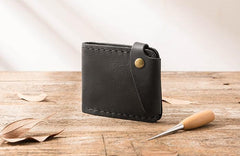 Handmade Leather Mens Small Wallets Bifold Slim Front Pocket Wallet for Men