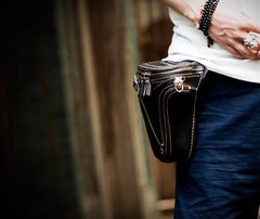 Leather Belt Pouches Mens Small Cases Waist Bag Hip Pack Belt Bags for Men