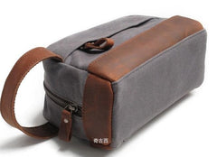 Cool Waxed Canvas Leather Mens Wristlet Bag Vintage Clutch Zipper Bag for Men