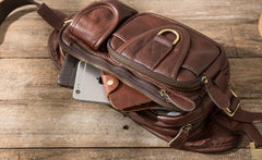 Coffee Cool Leather Fanny Packs Mens Waist Bag Hip Pack Belt Bag for Men