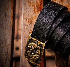 Handmade Black Leather Mens Belt Cool Leather Men Belts for Men