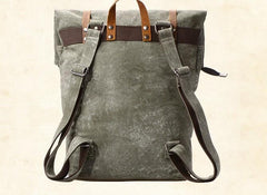 Cool Canvas Leather Gray Travel Bag Mens Backpack Canvas Canvas School Bag for Men