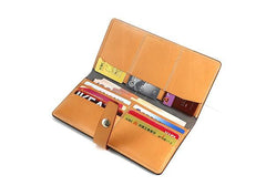 Cool Handmade Mens Leather Bifold Long Wallet Envelope Long Bifold Wallet for Men