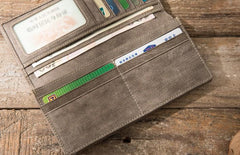 Cool Mens long Wallet Leather Vintage Wallet Long Wallets for Men