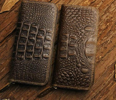 Handmade Leather Floral Mens Cool Zipper Phone Travel Long Wallet Card Holder Card Slim Clutch Wallets for Men