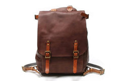 Dark Brown Leather Mens Backpack Travel Backpacks Laptop Backpack for men