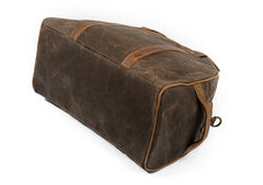 Mens Waxed Canvas Leather Small Weekender Bag Canvas Handbag Travel Bag for Men