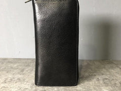 Genuine Leather Mens Cool Long Leather Phone Wallet Zipper Clutch Wallet for Men