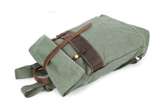 Cool Waxed Canvas Gray Leather Mens Backpack Canvas Travel Backpack Canvas School Backpack for Men