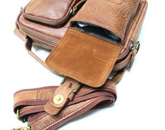 Cool Leather Mens Small Messengers Bag Shoulder Bags for Men