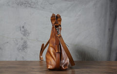 Handmade Leather Mens Cool Vintage Brown Briefcase Shoulder Bag Work Bag Business Bag Laptop Bag for men