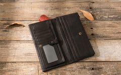 Cool Mens long Wallet Leather Bifold Wallet Long Wallets for Men