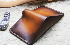 Vintage Leather Brown Mens Slim Small Wallet Leather Bifold Wallets for Men