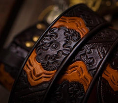 Handmade Genuine Leather Mens Belts Custom Cool Leather Men Black Belts for Men