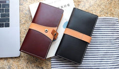 Cool Handmade Mens Leather Bifold Long Wallet Envelope Long Bifold Wallet for Men