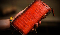 Handmade Leather Tibetan Mens Biker Chain Wallet Cool Leather Chain Wallet Long Wallets for Men