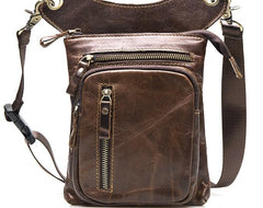 Cool Leather Mens Drop Leg Bag Belt Pouch Waist Bag Shoulder Bag for Men