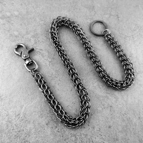 27'' Metal PUNK CHAIN BIKER SILVER Black WALLET CHAIN LONG PANTS CHAIN SILVER Black Jeans Chain Jean ChainS FOR MEN - Side View
