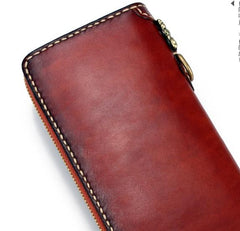 Handmade Leather Mens Chain Biker Wallet Cool Leather Wallet Long Phone Wallets for Men