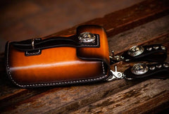 Handmade Biker Leather Belt Pouch Mens Cases Waist Bag Hip Pack Belt Bag for Men