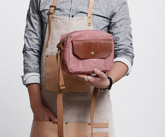 Cool Mens Canvas Leather Side Bag Gray Courier Bag Messenger Bag for Men