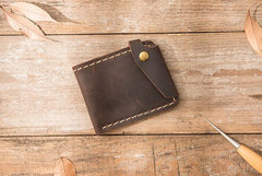 Handmade Leather Mens Small Wallets Bifold Slim Front Pocket Wallet for Men