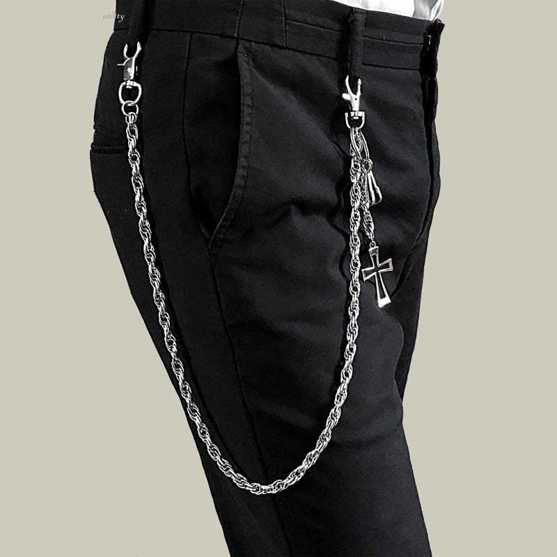 New Men Silver Metal Short Wallet Jeans Chains Trousers KeyChain Biker  Jeans Waist Chain Single Chain