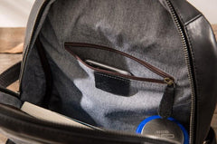 Black Cool Mens Leather Backpacks Travel Backpacks Laptop Backpack for men