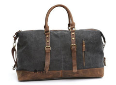 Mens Waxed Canvas Leather Weekender Bag Canvas Overnight bag Travel Bag for Men