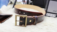 Cool Handmade Red Brown Leather Mens Belt Leather Belt for Men