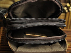 Vintage Black Leather Mens Belt Pouch Cell Phone Holster BELT BAG For Men