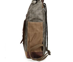 Waxed Canvas Leather Mens Travel Backpacks Canvas Backpack Canvas School Backpack for Men