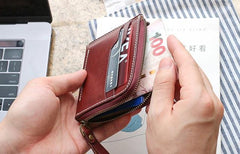 Leather Mens Front Pocket Wallets Small Slim Wallet Card Wallet Change Wallet for Men