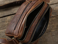 Handmade Leather Mens Cool Vintage Shoulder Bag Messenger Bag Bike Bag Cycling Bag for men