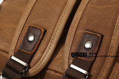 Waxed Canvas Leather Mens Backpack Canvas Travel Backpacks Canvas School Backpack for Men