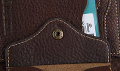 Genuine Leather Mens Cool Slim Long billfold Leather Wallet Men Small Wallets Bifold for Men