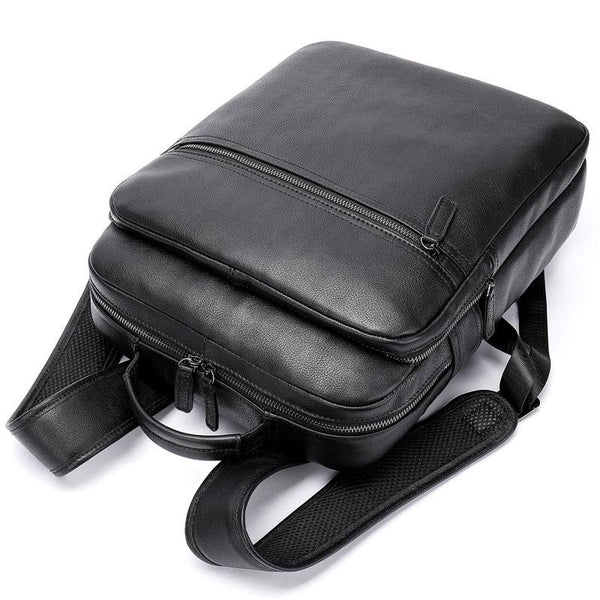 Cool Leather Black Mens Backpacks Vintage School Backpack Travel Backpack Bags for Men